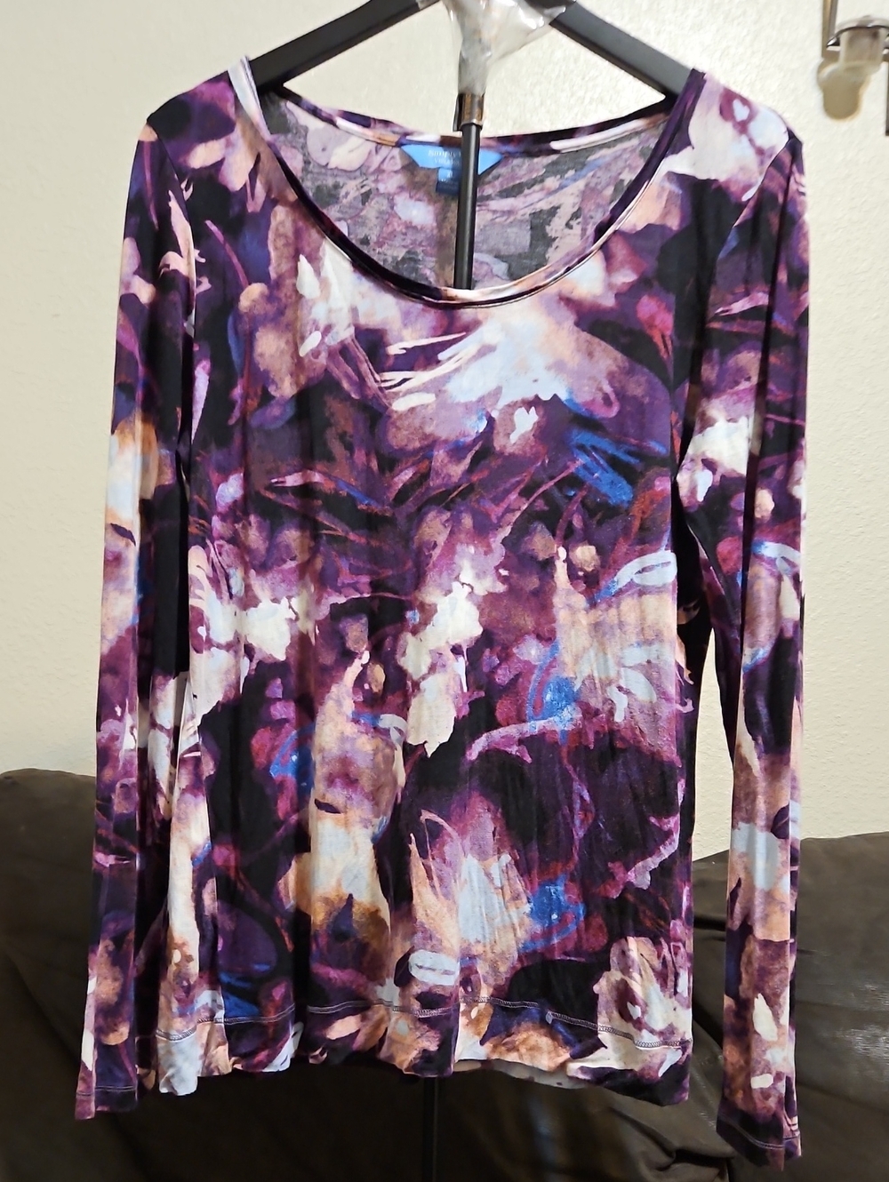 Purple Floral Long-Sleeve Women's Top